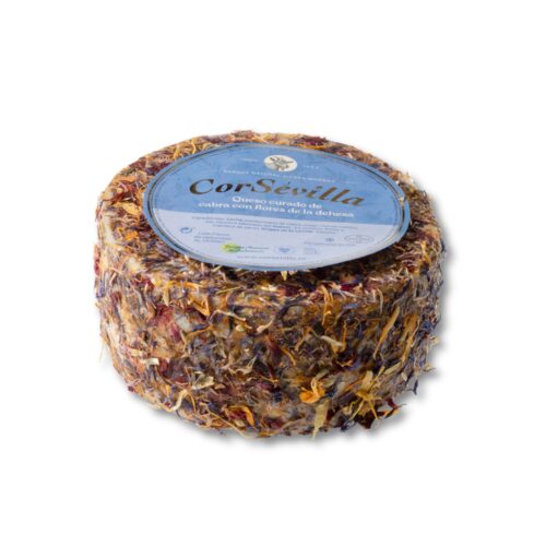 Queso curado de cabra con flores de la dehesa